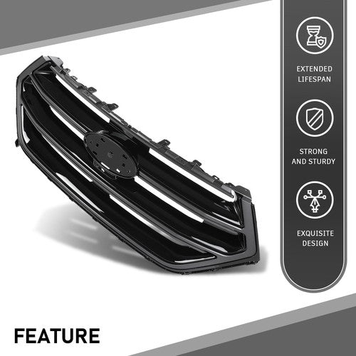 Solid Spare Front Bumper Upper Grille W/ Camera Hole Fit For 2015 2016 2017 2018 Ford Edge