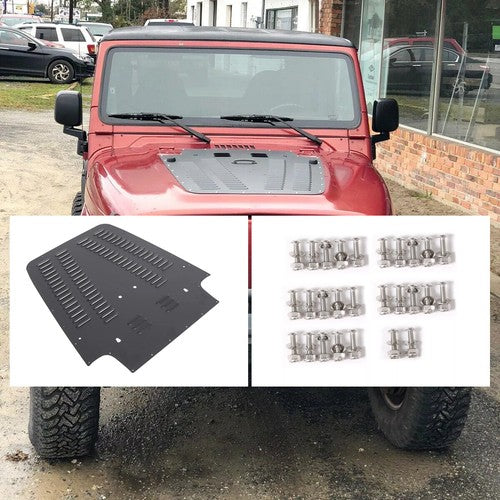 Solid Spare Front Vented Louver Hood Panel Aluminum For Jeep Wrangler TJ 1997-2002