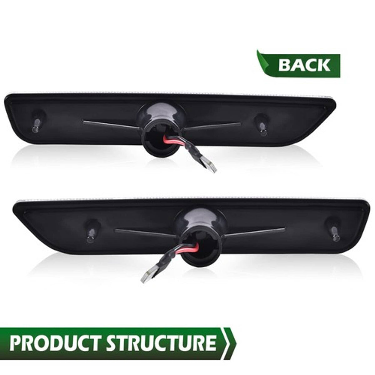 Solid Spare Fit For 10-14 Ford Mustang White LED Side Marker Lights Front Fender Lamps