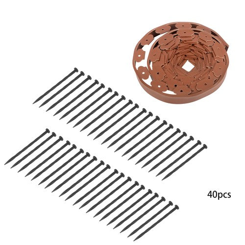 Solid Spare 240FT No Dig Lawn Border L-shaped Lawn Garden Edging Kit W/ 40 Spikes Plastic