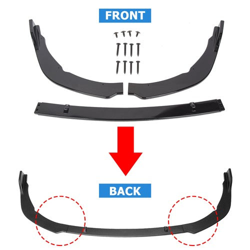 Solid Spare Front Bumper Lip Fit 2018-2020 Toyota Camry SE/XSE Glossy Black