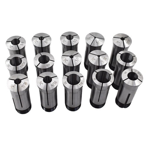 Solid Spare 15 Piece Set 1/8"-1" Capacity TIR 0.0005" High Precision 5C Round Collet