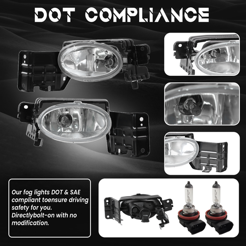 For Honda Accord Crosstour 3.5L 2010-2012 Front Bumper Fog Lights W/Bulb 10-12