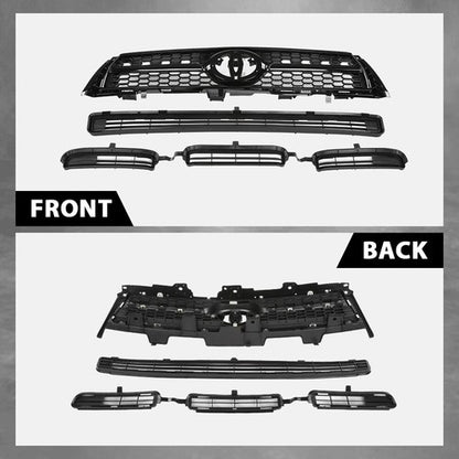 Solid Spare Fit For 2009-2012 Toyota RAV4 Base/Sport Front Bumper Upper Lower Grille Set