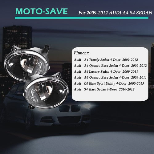 Solid Spare Pair Clear Lens Fog Light Bumper Driving Lamp For 2009-2012 AUDI A4 S4 SEDAN