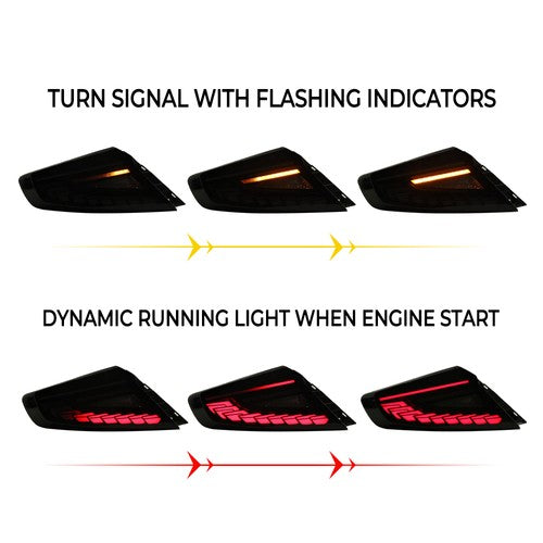 Pair Rear LED Dynamic Tail Lights Clear Lens Red Bar For 2022-2025  Subaru WRX
