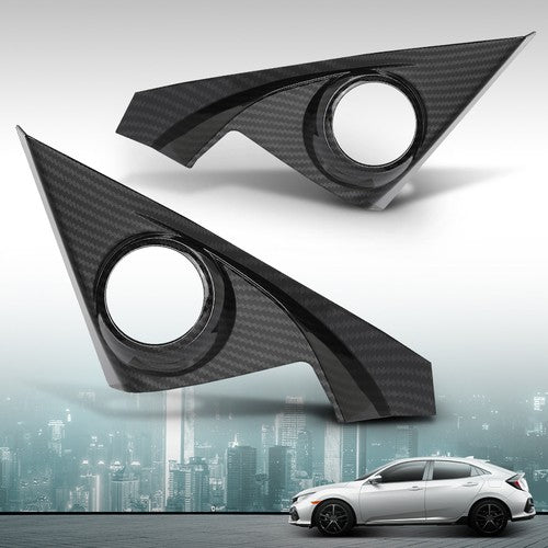 Solid Spare Carbon Fiber Look Door Stereo Speaker Cover Fit For 2016-2021 Honda Civic 10th