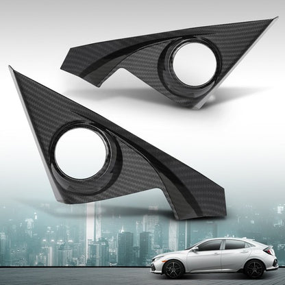 Solid Spare Carbon Fiber Look Door Stereo Speaker Cover Fit For 2016-2021 Honda Civic 10th