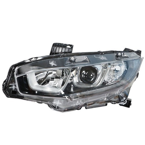 Solid Spare For Honda Civic 2016-2020 Headlight Assembly Halogen Chrome Clear Driver Side