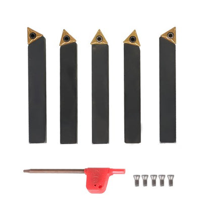 Solid Spare 5Pcs 3/8" Carbide Indexable Turning Tool Lathe Tool Bit With Carbide Inserts