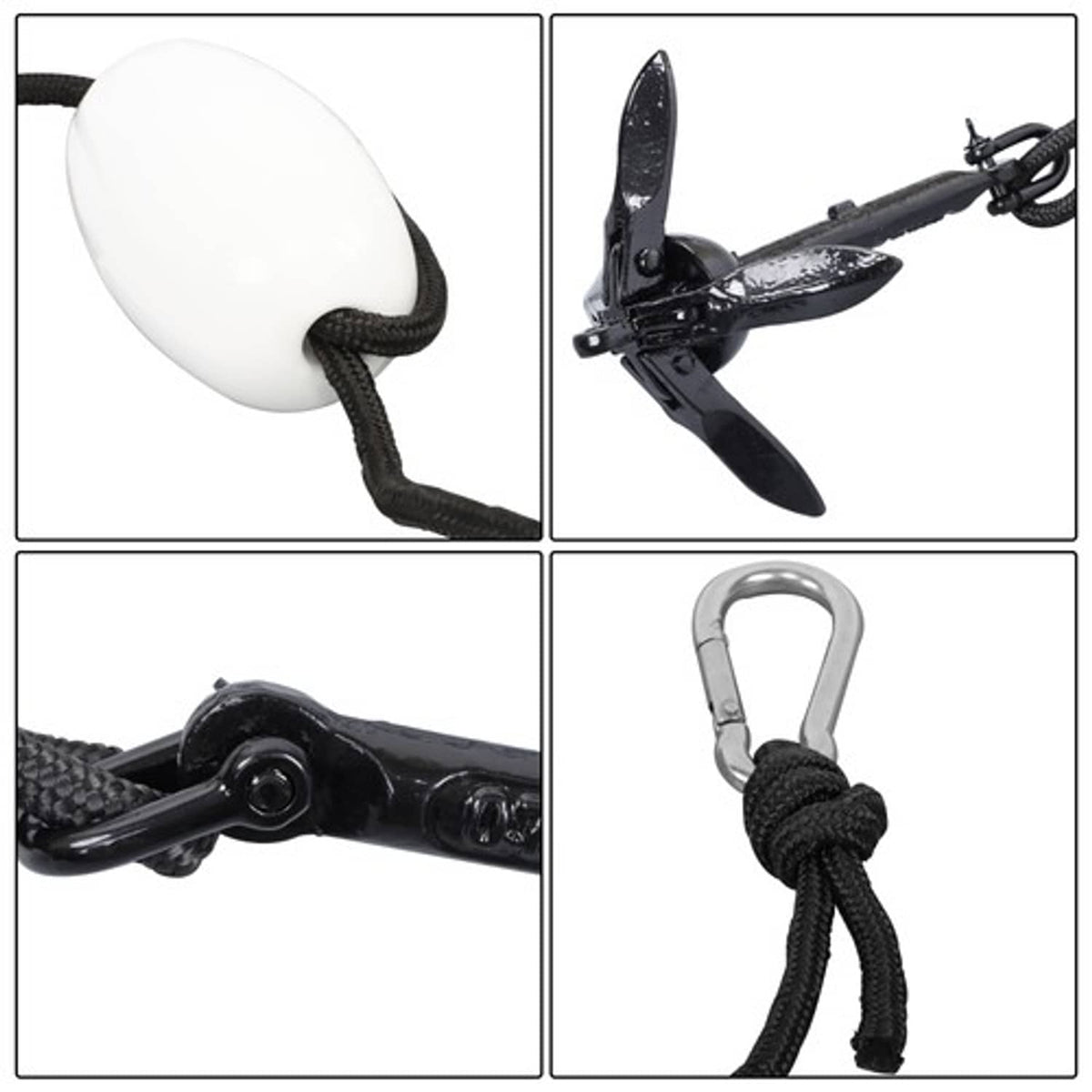 Solid Spare For Grapnel Boat Marine Kayak 2-Pack Folding Anchor Set 0.7kg Black