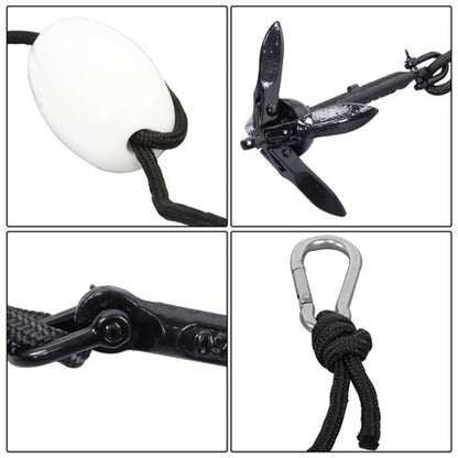 Solid Spare For Grapnel Boat Marine Kayak 2-Pack Folding Anchor Set 0.7kg Black