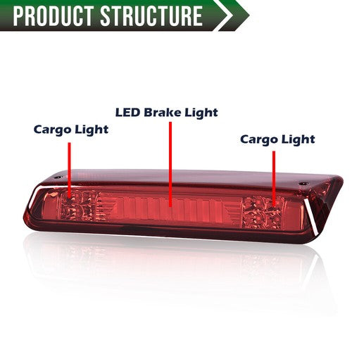 Solid Spare Fit For 04-08 Ford F-150 F150 Red Lens LED 3rd Third Brake Light Cargo Lamp