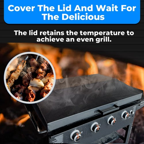 Solid Spare Hinged Lid Cover for Blackstone 36" Griddle with Rear Grease Collection - Black