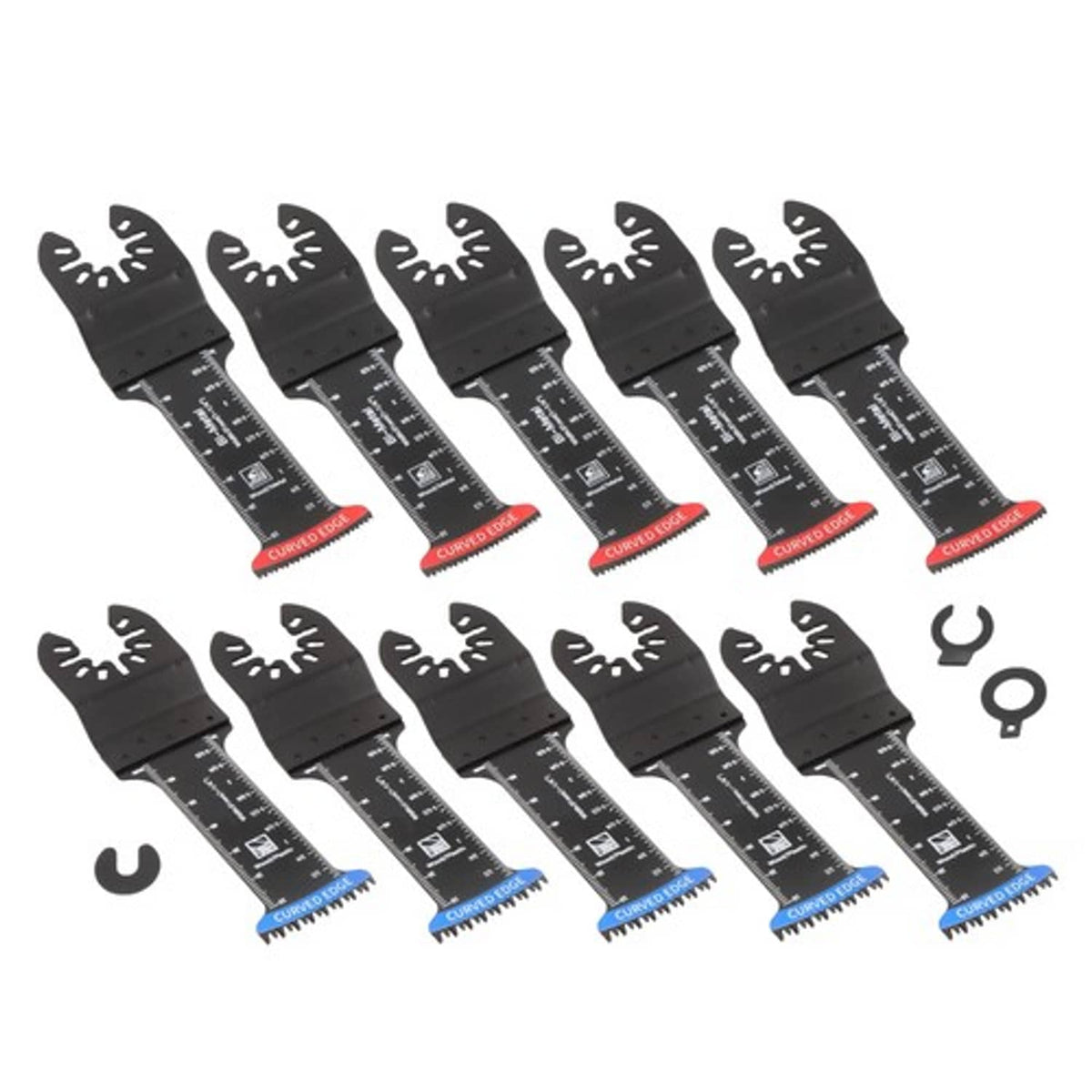Solid Spare Extended Japanese Tooth Oscillating Saw Blades (5 red & 5 blue) 10-Piece