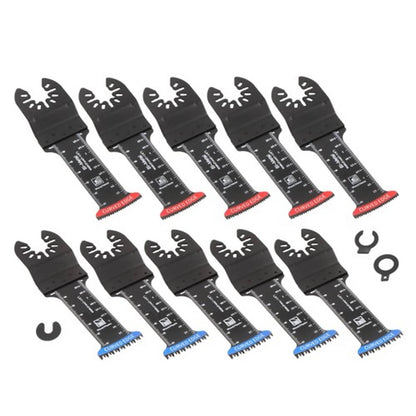 Solid Spare Extended Japanese Tooth Oscillating Saw Blades (5 red & 5 blue) 10-Piece