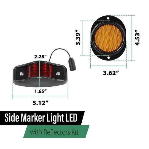 Solid Spare Fit For Humvee LED Side Marker Light with Reflector and Housing - Black