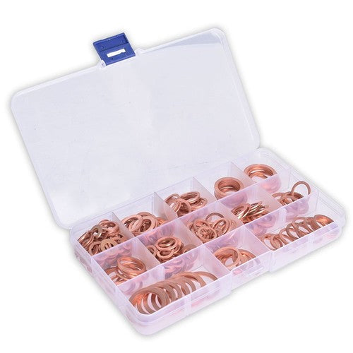 Solid Spare 280Pcs Kit 12 Sizes Assorted Solid Copper Crush Washers Seal Flat Ring with Box