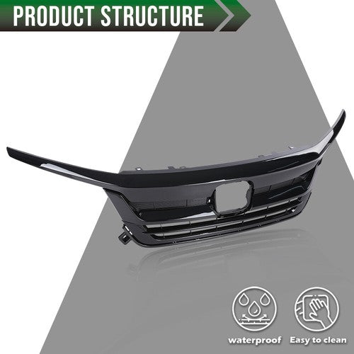Solid Spare Fit For 2019-2021 Honda Pilot Front Bumper Upper Grille Trim Assembly Grill