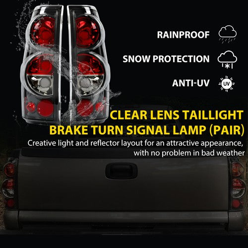 Solid Spare Tail Lights Clear Lens For Chevy Silverado 1500 2500 3500 99-06 GMC Sierra 99-03