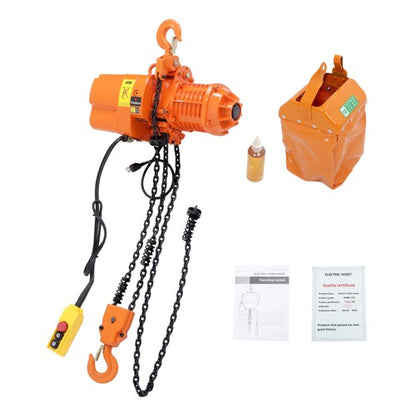 Solid Spare 1 Ton / 2200LBS Electric Chain Hoist w/ 10FT Double Chain Lifting 110V G80