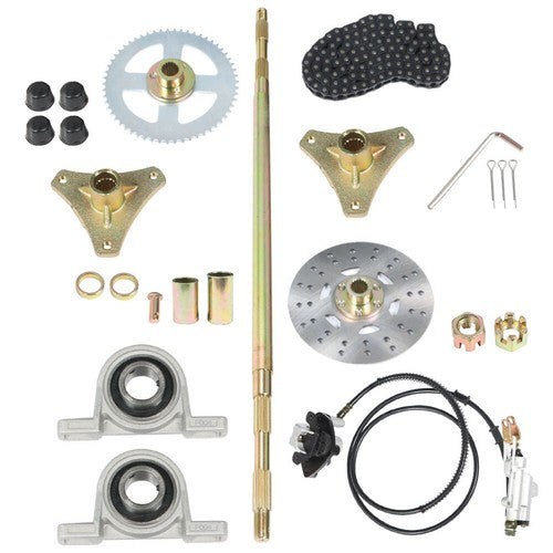 Solid Spare Drift Trike Go Kart Rear Live Axle Kit Sprocket Hub Brake Assembly Hub Chain USA