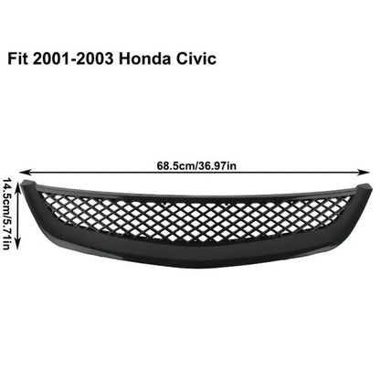Fits 2001-2003 Honda Civic Sedan Front Mesh Grille & Clear Lens Fog Lights Lamps