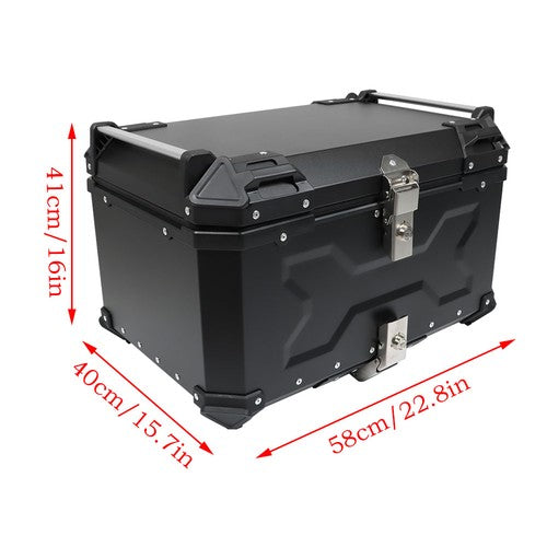 Solid Spare Aluminum Trunk 65L Motorcycle Top Case Waterproof Luggage Storage Tour Tail Box