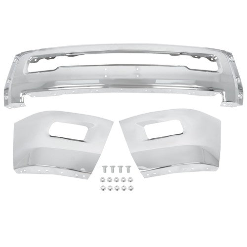 Solid Spare For Dodge RAM 2500 3500 2010-2018 Split-type Front Bumper W/o Sensor Hole Chrome