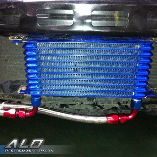 Solid Spare Universal 10 Row 10AN Aluminum Engine Oil Cooler+Filter Relocation Kit+Oil Line