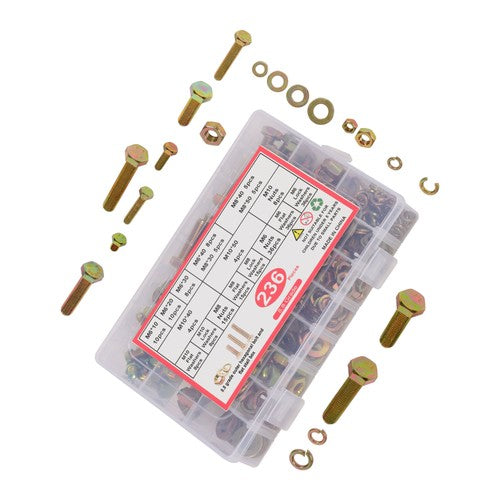 Solid Spare 236PCS Grade8.8 Metric Bolt and Nut Assortment,M6/M8 Heavy Duty Hex Head