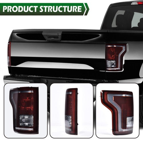 Solid Spare Rear Tail Lights Brake Lamps Left+Right Side Fit For 2015-2017 Ford F-150 Smoke