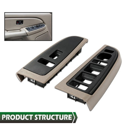 Solid Spare Fit For 2003-2007 Chevy Silverado GMC Sierra Front Window Switch Bezel 2pcs