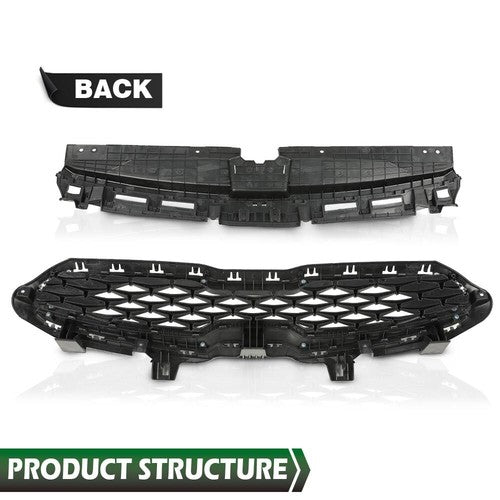 Solid Spare Front Upper Grille+Radiator Sight Cover Assembly Fit For 2019-2021 Kia Forte