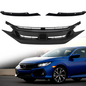 For 2019-2021 Honda Civic 3Pcs Front Upper Grille&Headlight Eyelid Molding Trim