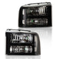 Solid Spare FOR 05-07 FORD F250 F350 SUPER DUTY BLACK HOUSING CLEAR CORNER HEADLIGHT LAMPS