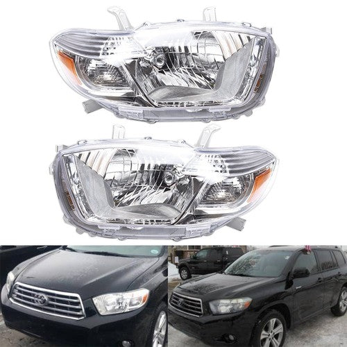 Solid Spare Headlight Headlamps Assembly Fit For Toyota Highlander 2008-2010 LH+RH Side Pair