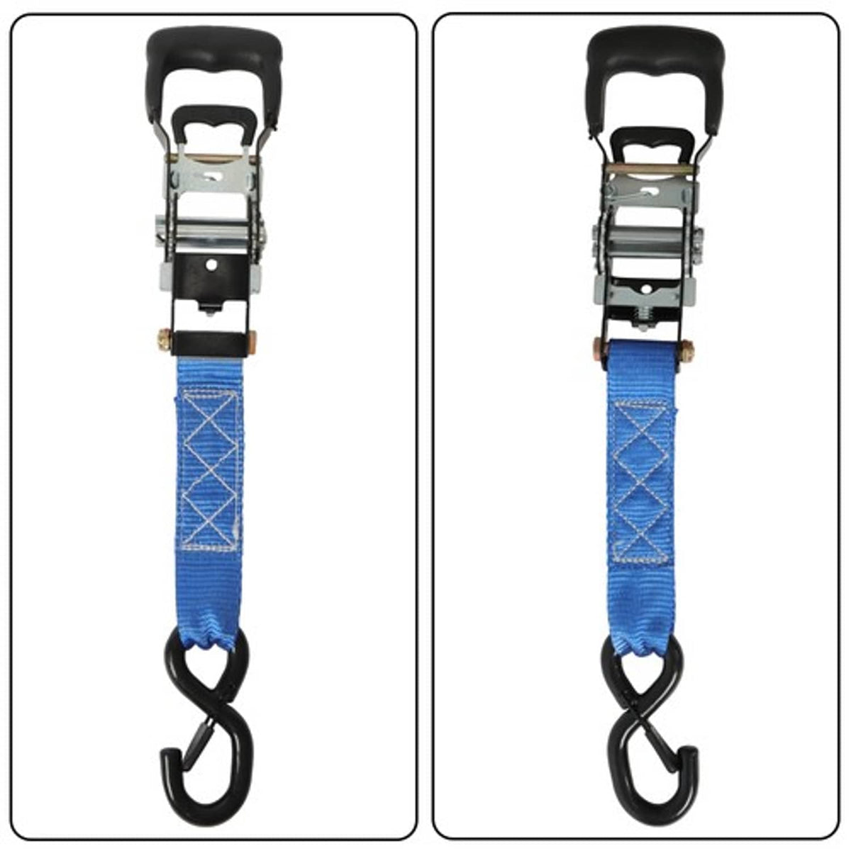 Solid Spare Ratchet Strap*4 Steel+Polyester Blue Fracture Strength 5208lbs 1.6in*8ft S Hooks