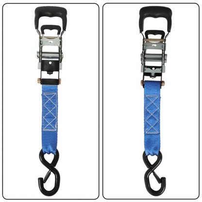 Solid Spare Ratchet Strap*4 Steel+Polyester Blue Fracture Strength 5208lbs 1.6in*8ft S Hooks