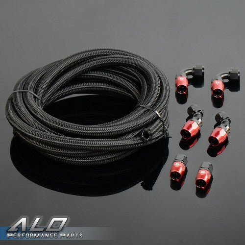 Solid Spare New 5M 6AN Black Nylon Braided Oil Fuel Hose Line & Adapter End Fittings
