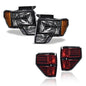 Solid Spare Black Headlights+Tail Lights Brake Lamps Fit For 2009-2014 Ford F150 Pickup