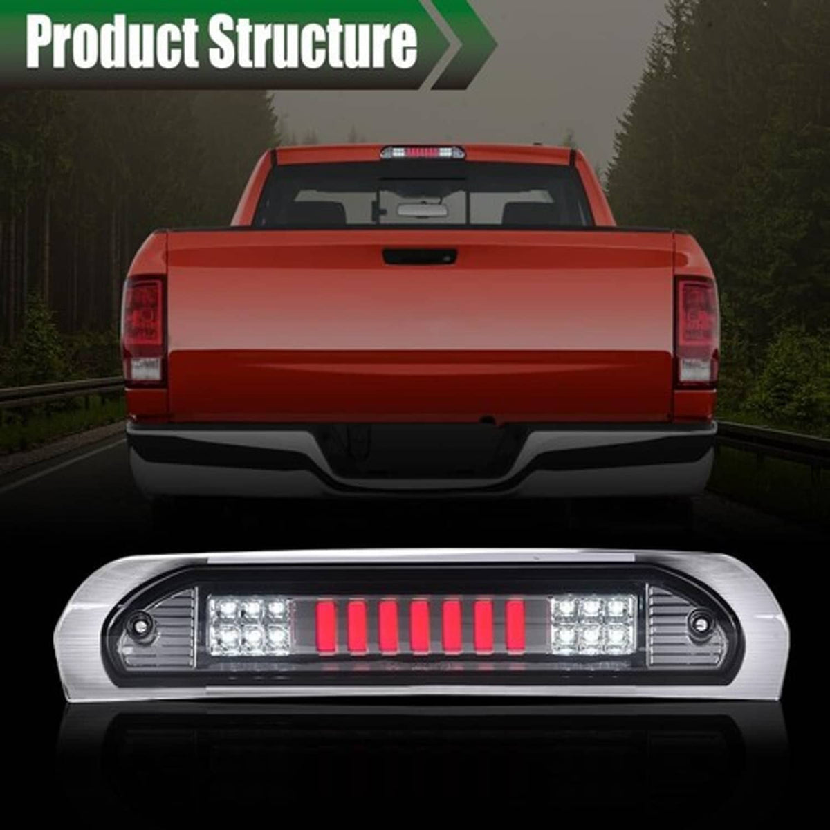 Solid Spare Fit For 2002-2009 Ram 1500 2500 Smoke LED 3rd Tail Brake Light Cargo Lamp