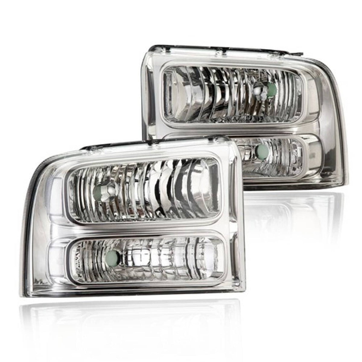 Solid Spare Fit For 05-07 Ford F250 F350 Super Duty Clear Corner Chrome Housing Headlights