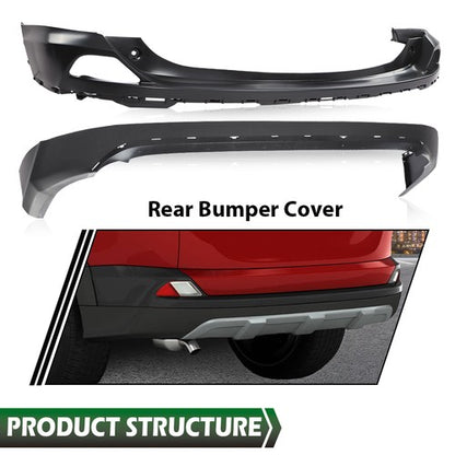 Solid Spare Rear Upper & Lower Bumper Cover Set Fit For 2016 2017 2018 Toyota RAV4