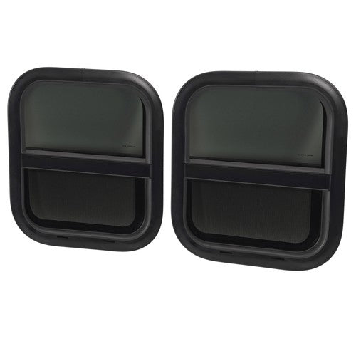 Solid Spare 2 Pack Black RV Replacement Windows 14" W x 16" H |Teardrop Style Vertical Slide