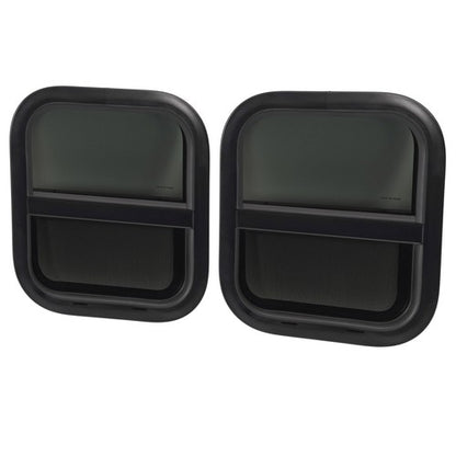 Solid Spare 2 Pack Black RV Replacement Windows 14" W x 16" H |Teardrop Style Vertical Slide