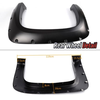 Solid Spare Fender Flares Pocket Rivet Style Fit For 2007-2013 Silverado 1500 2500HD/3500HD