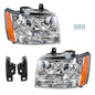 Solid Spare Chrome New For Chevy Avalanche/Suburban/Tahoe 2007-2014 Halogen Pair Headlights