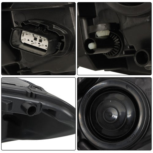 Solid Spare Clear Lens Headlights Replacement Halogen Black For Ford Fusion 2013-2016 LH+RH