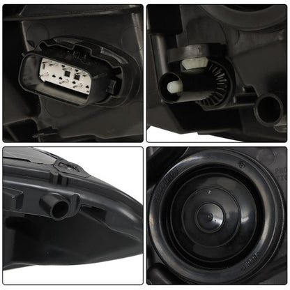 Solid Spare Clear Lens Headlights Replacement Halogen Black For Ford Fusion 2013-2016 LH+RH